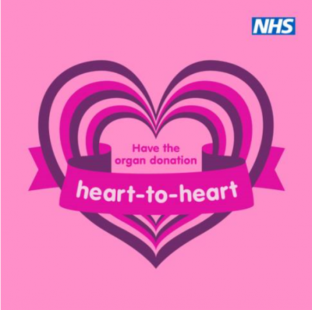 Pink graphic saying heart to heart