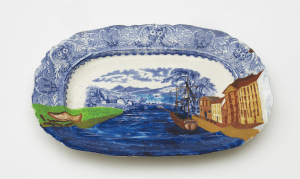 Lubaina Himid, Swallow Hard: The Lancaster Dinner Service, 2007 (detail) Acrylic on found porcelain, variable dimensions Courtesy the artist, photo: Andy Keate