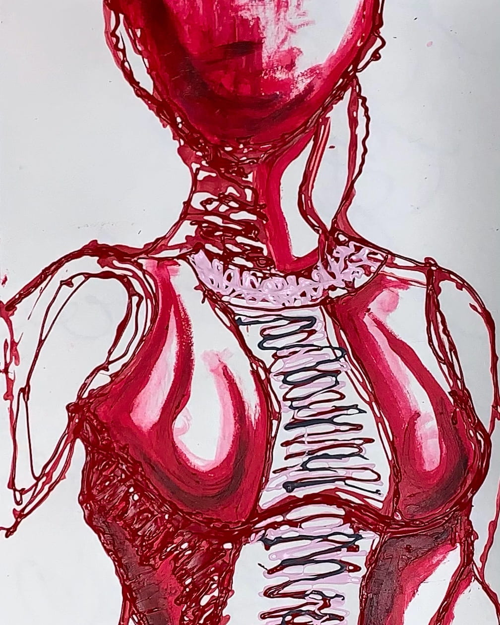 Red painting of person