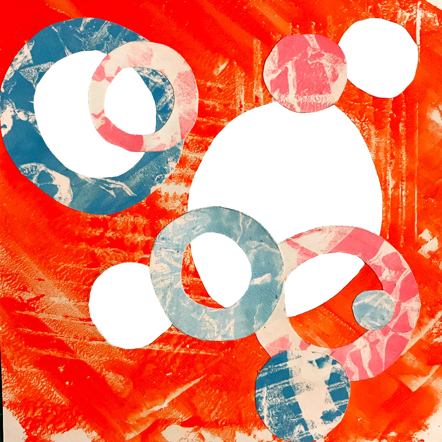 abstract circles monoprint