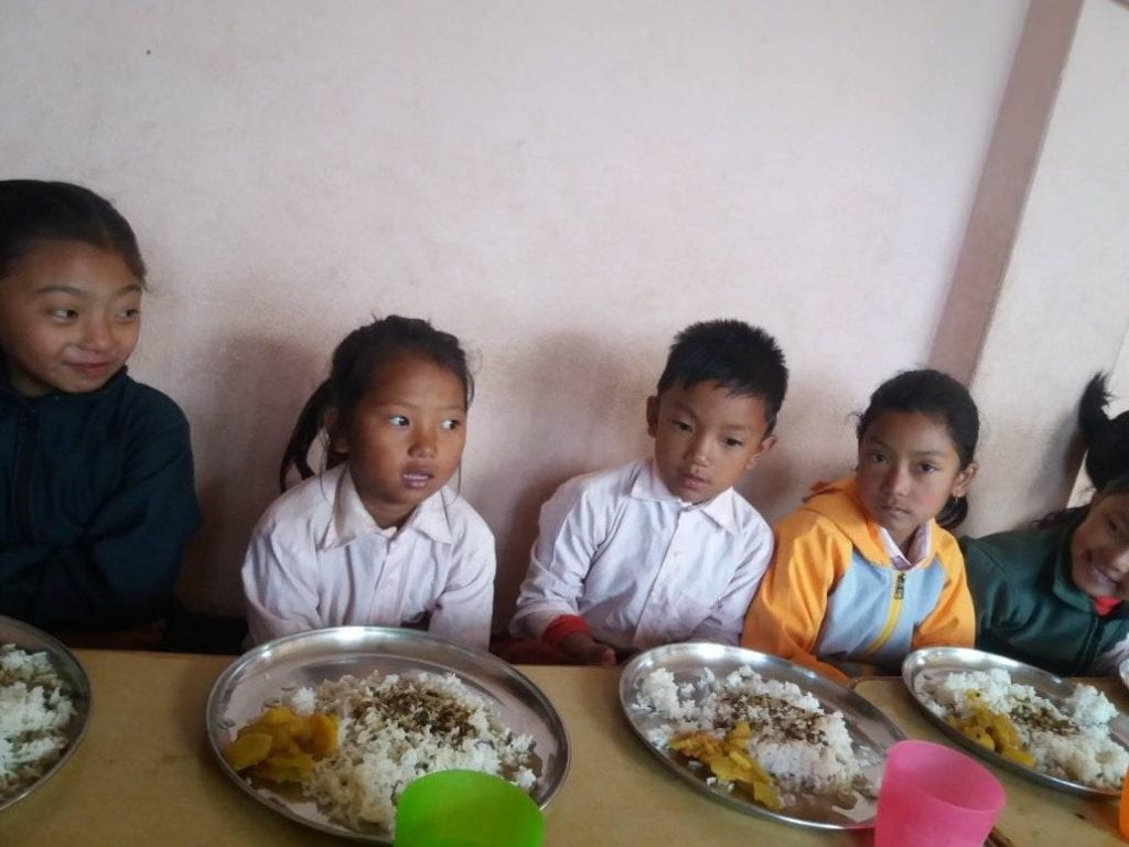 some of the children eating lunch