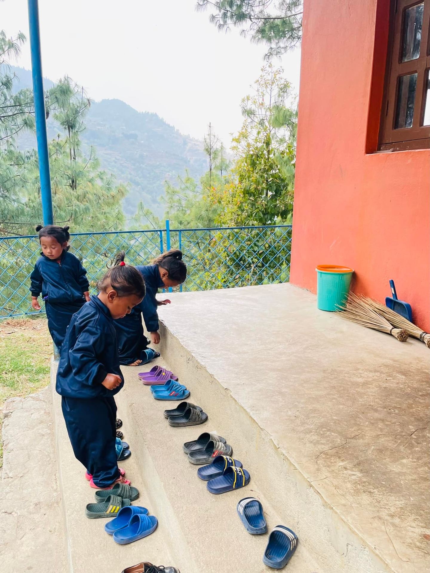 children lining up their shoes