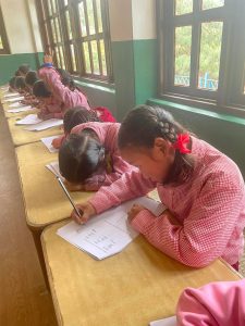 Children in class one taking a test