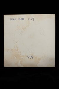 Handwriting on the back of photograph that reads November 1959