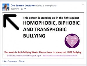 Allsorts anti-bullying widget for allies to post in their Facebook status.