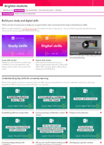 screenshot of study skills resource