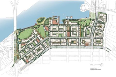 Illustrated map showing the area of Southeast False Creek. (Source: City of Vancouver, 2022)