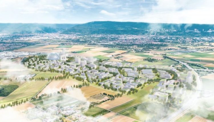 Aerial image of the vision of the Patrick Henry Village. (Source: IBA Heidelberg 2022)