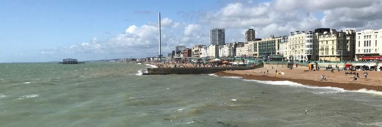 Brighton seafront and beach from the Palace Pier