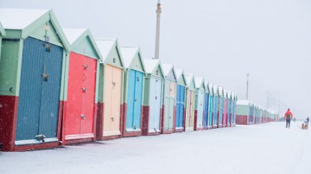 Hove beach huts in the snow