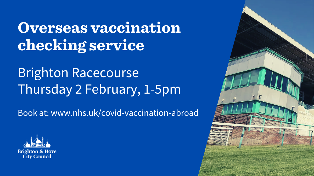 Overseas Covid-19 vaccination checking at Brigthon Racecourse Feb2023