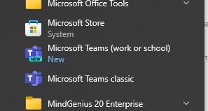 Screenshot of Windows programs featuring Teams