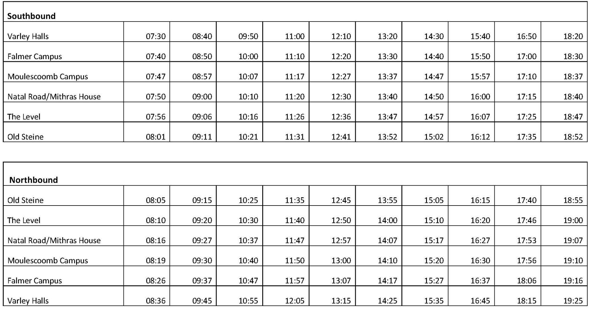 22-23 timetable