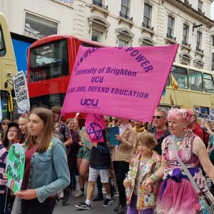 UCU members participating in the Youth Strike for Climate march September 2019