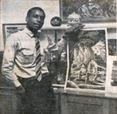 John Benjamin with some of his art works in 1961