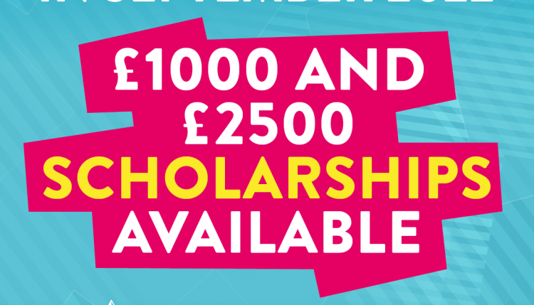 £1000 and £2500 international scholarships graphic
