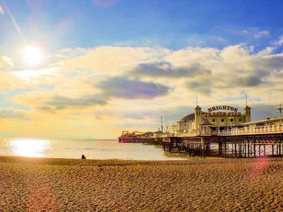 Brighton pier and beach in the sun