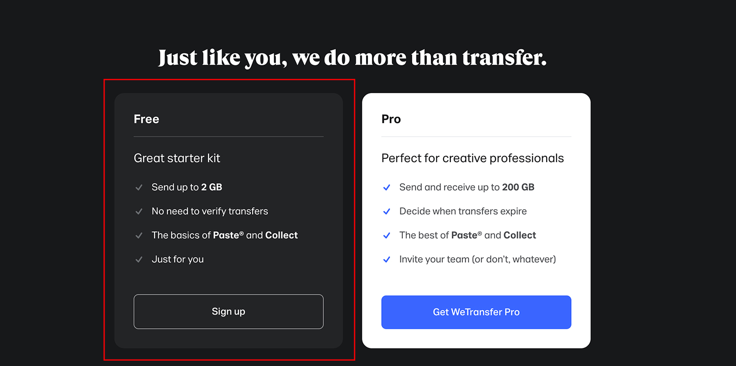 Sign Up for a Free Account with We Transfer