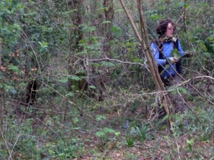 Liz goes in pursuit of sycamore seedlings growing in the deep wilds