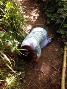 clearing blocked drains under the path structure